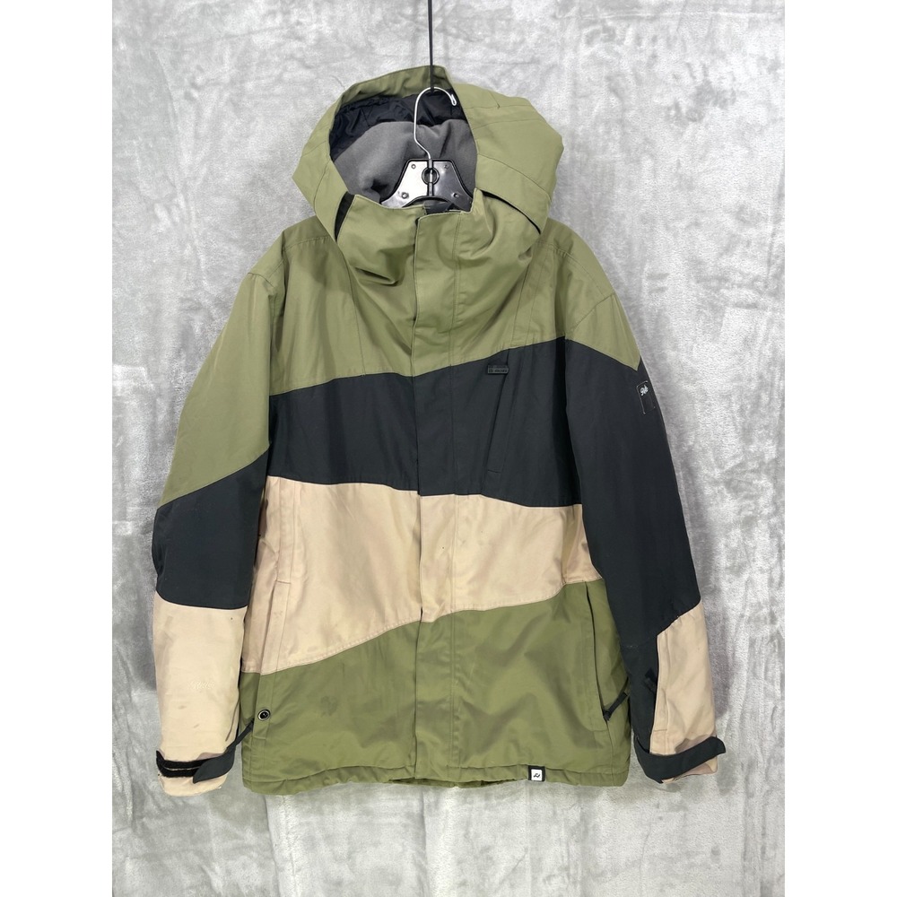 RIDE Snowboards Men's Large 15K ACT Ski Jacket Colorblock Green Black Hooded